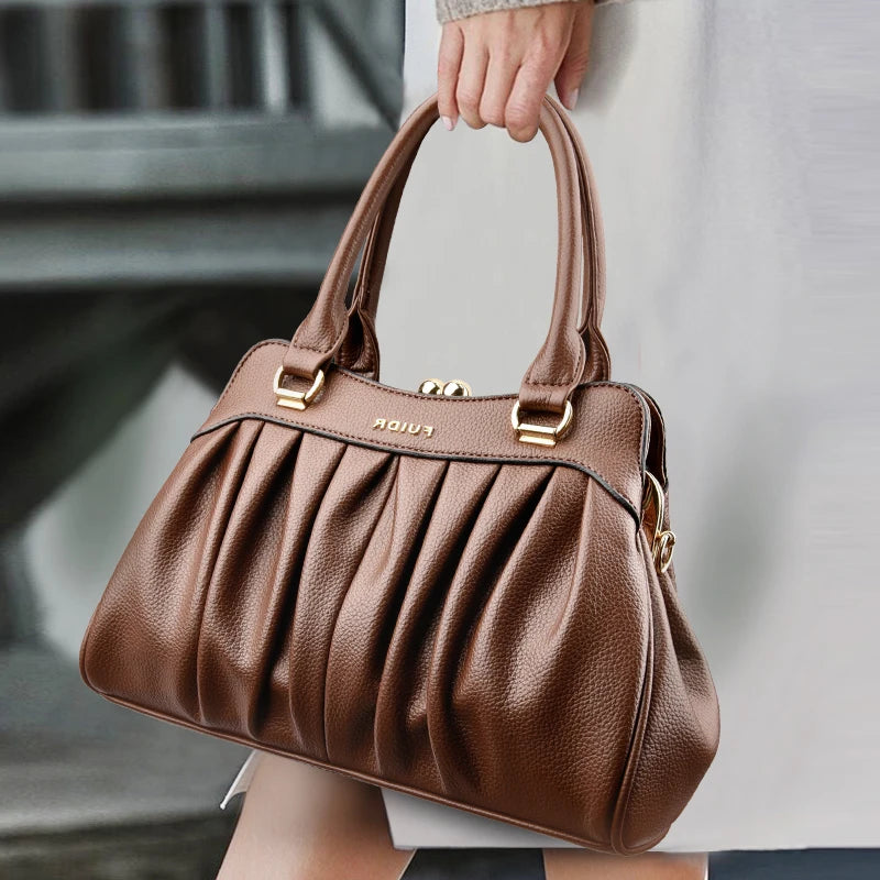 Vintage Style Clip Buckle Multi Pocket Women's Handbag