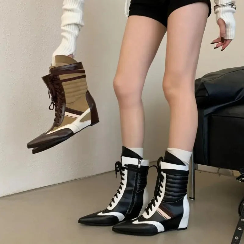 Retro Women Ankle Boots – High Top Height Boost Shoes