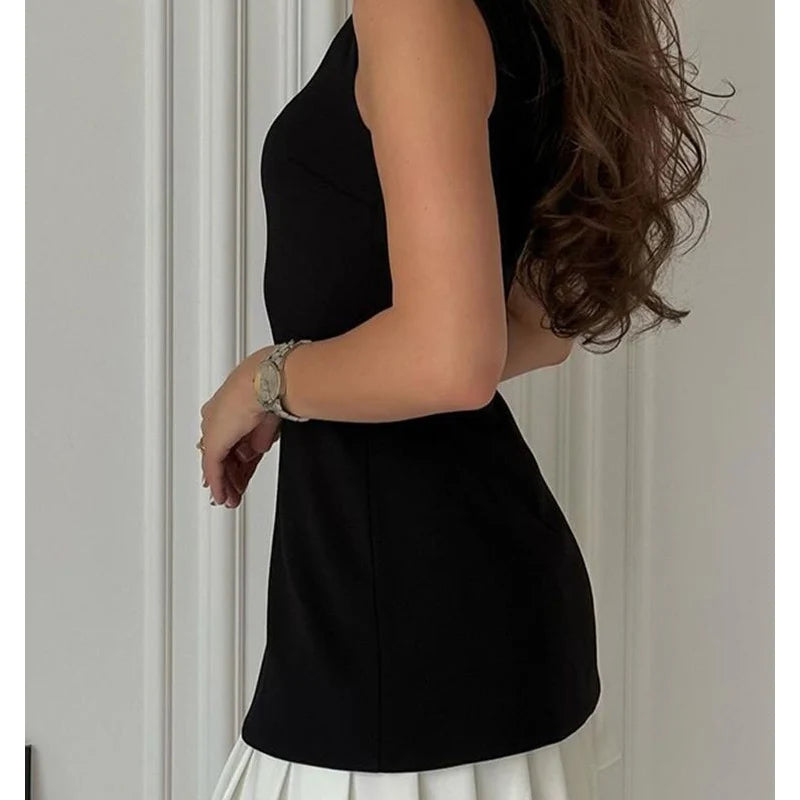 Women’s Elegant Pleated Slim Sleeveless Short Dress