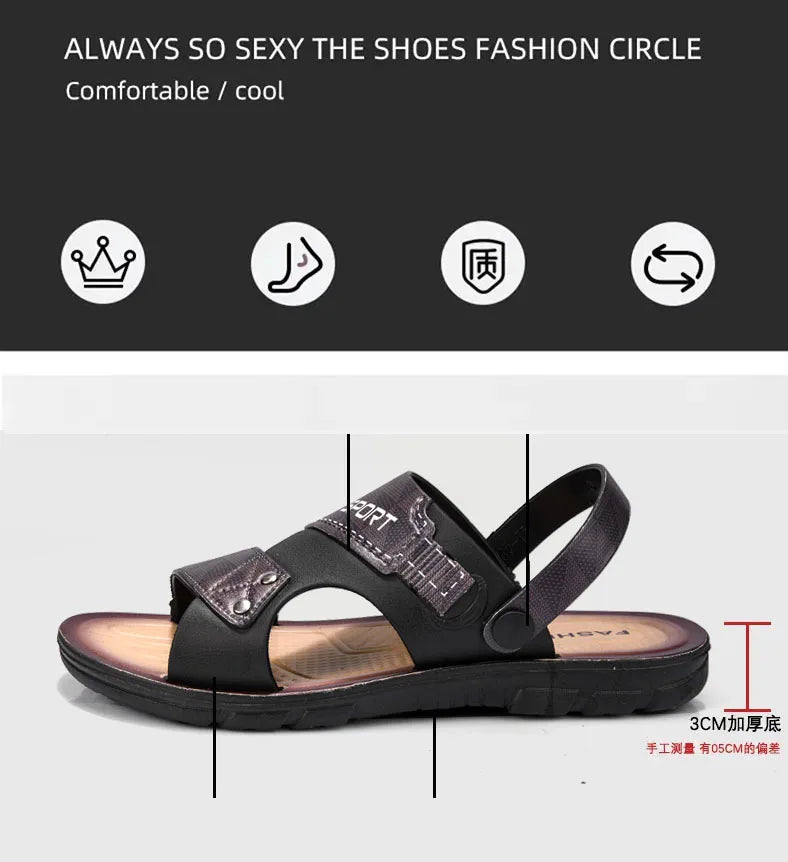 Men’s Premium Leather Slip-On Sandals for Summer