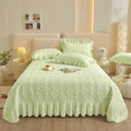 Floral Embossed White Lace Coverlet Bedspread with 2 Pcs Pillow Shams
