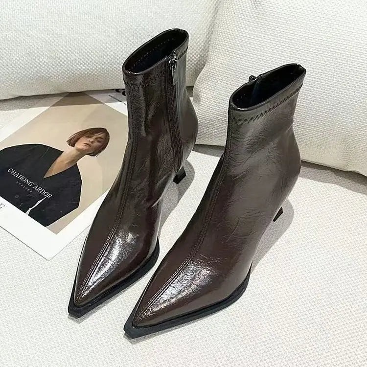 Women’s Retro Pointed Toe High Heel Boots