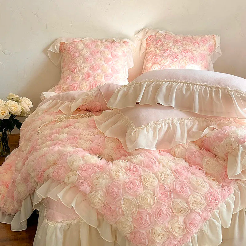 Luxurious  Velvet 3D Roses Bedding Set