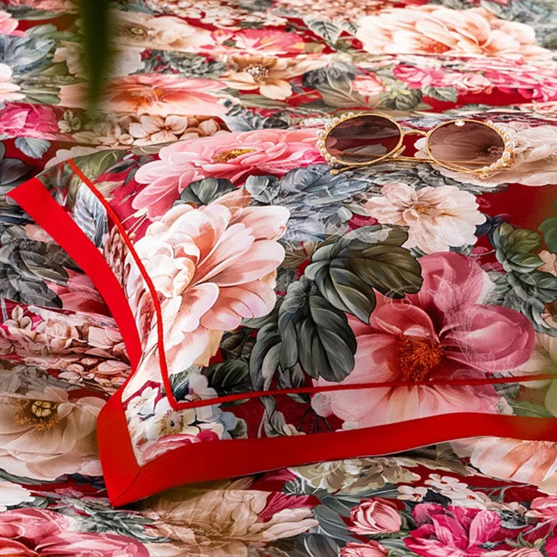  Vintage Chic Blooming Flowers Jacquard Bedding Set
