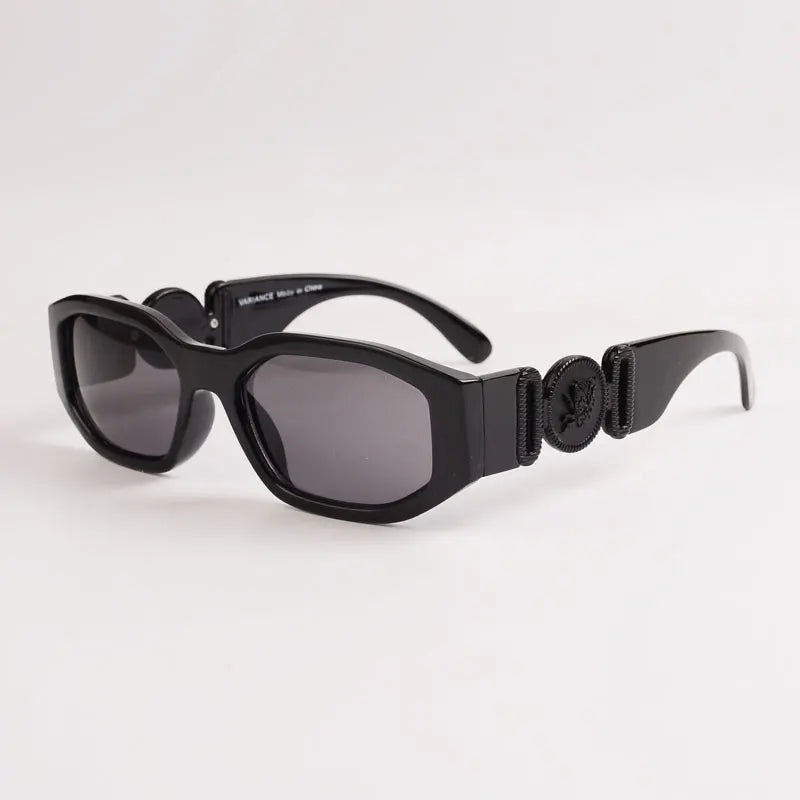 Classic Oval Shaped Gold Black Sunglasses