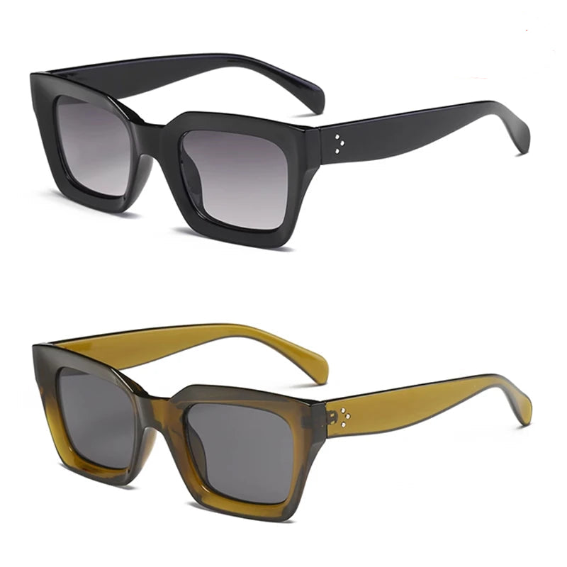 2pcs Fashion Square Thick Frame Anti Light Sunglasses UV400
