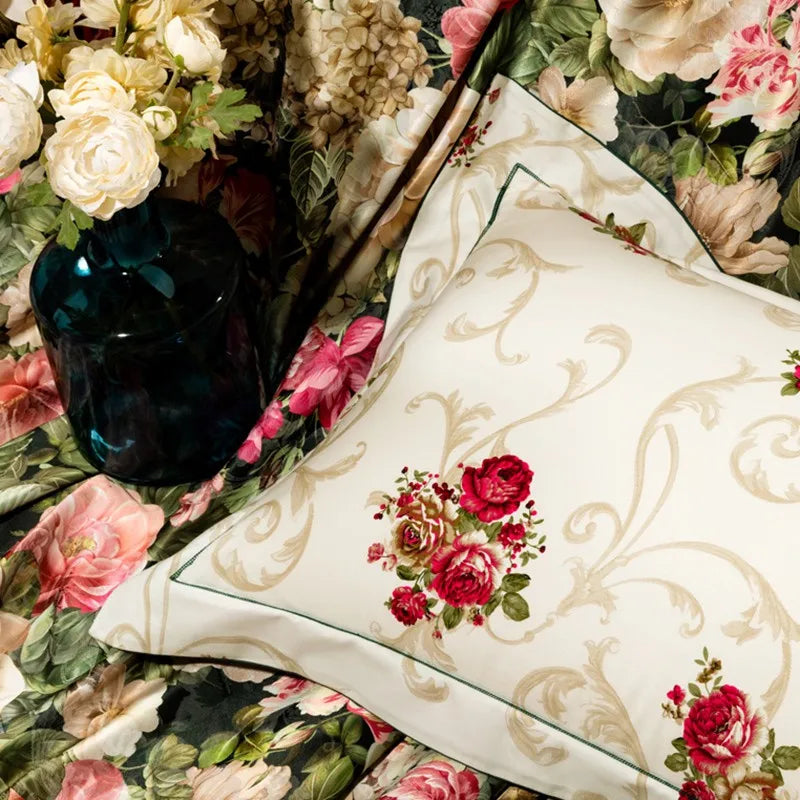  Vintage Chic Blooming Flowers Jacquard Bedding Set