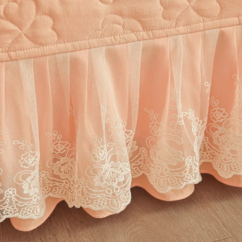 Floral Embossed White Lace Coverlet Bedspread with 2 Pcs Pillow Shams