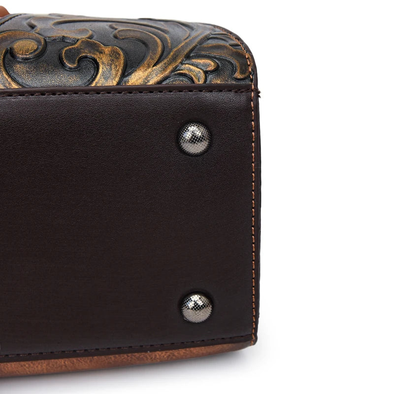 Vintage Embossed PU Leather Women's Shoulder Bag