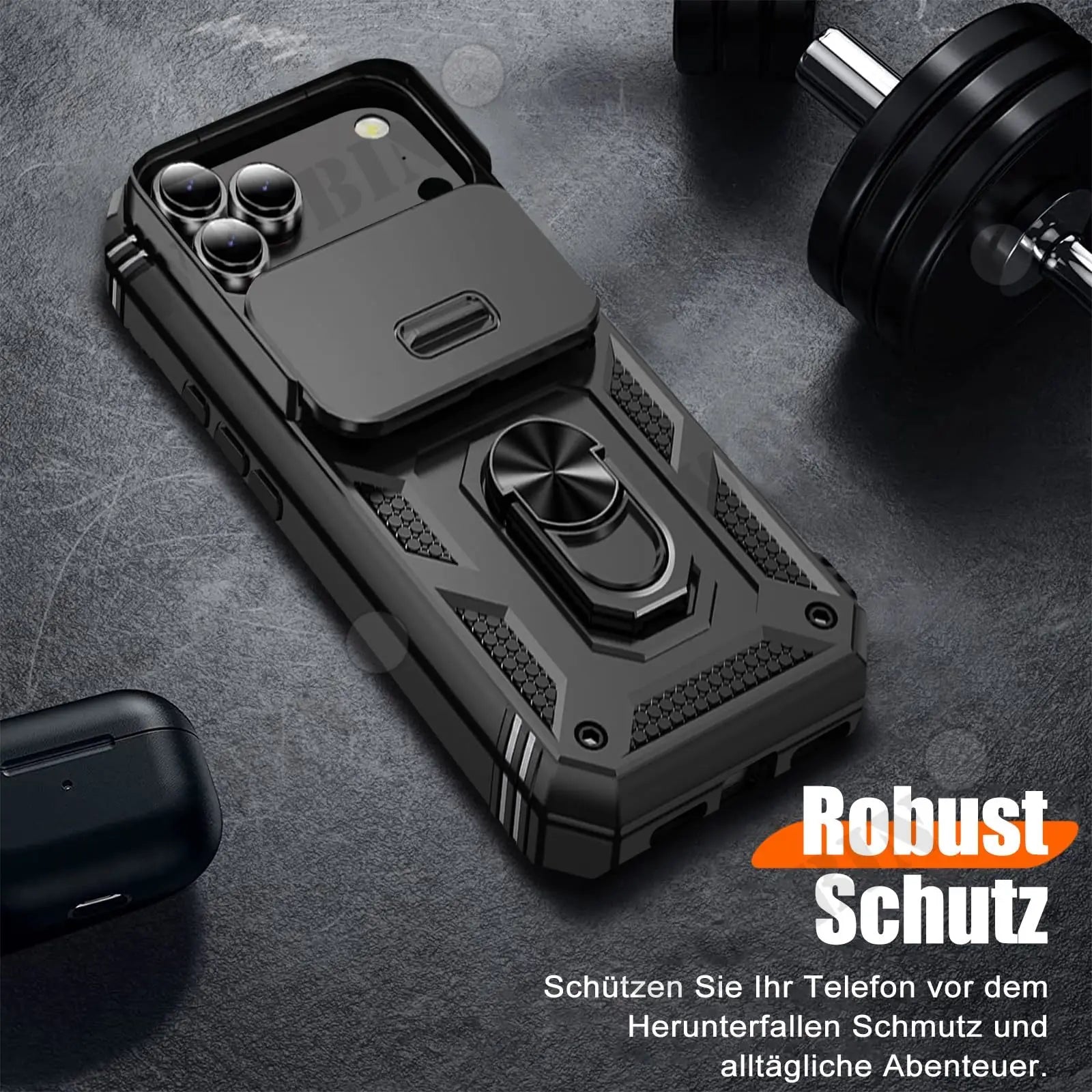 Heavy Duty iPhone Case with Camera 360 Degree Kickstand Cover