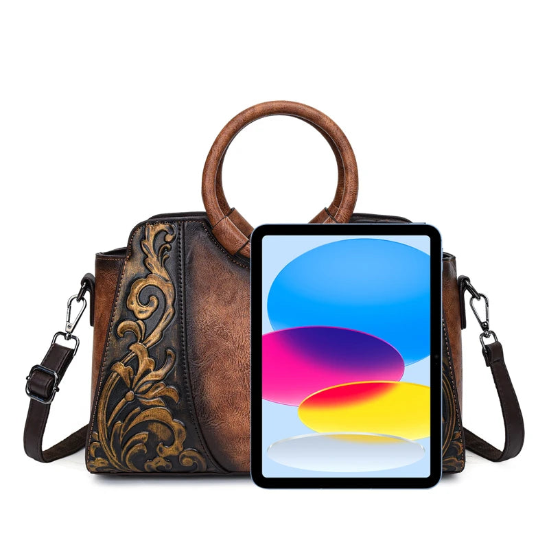 Vintage Embossed PU Leather Women's Shoulder Bag