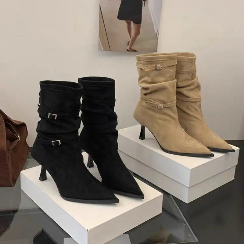 Women’s Suede Pointed Toe Ankle Boots