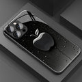 Black Mist Water Droplets Glass Phone Case for iPhone