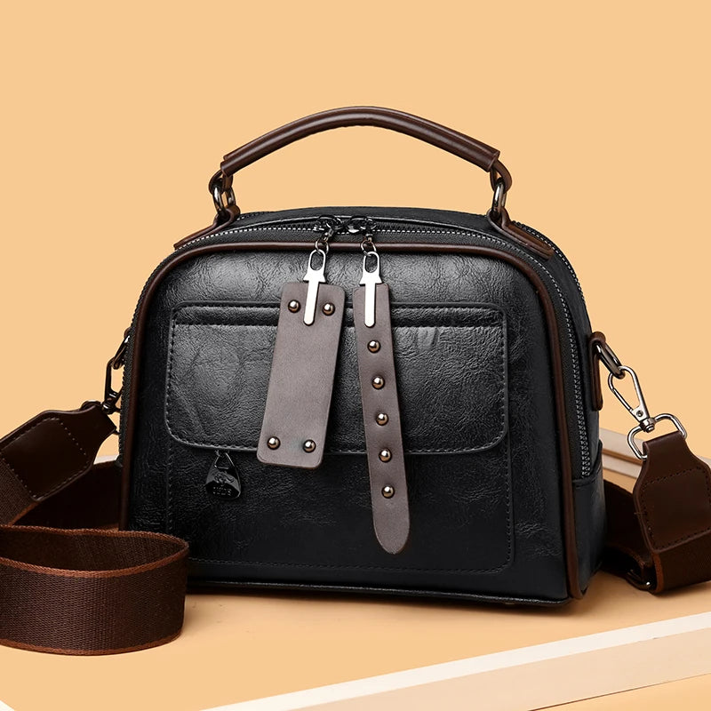 Women's Soft Leather Top-Handle Shoulder Bag