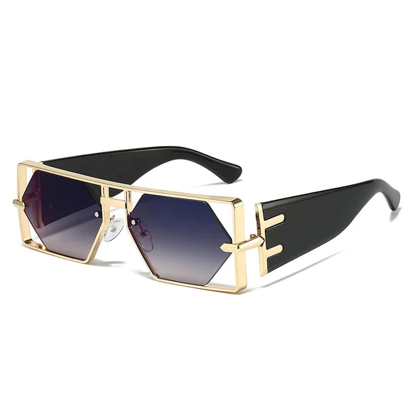 Steampunk Rectangle Metal Frame Sunglasses UV400 
