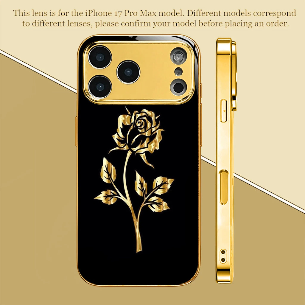 Electroplated Glass Rose Pattern Hard Shell Phone Case For iPhone