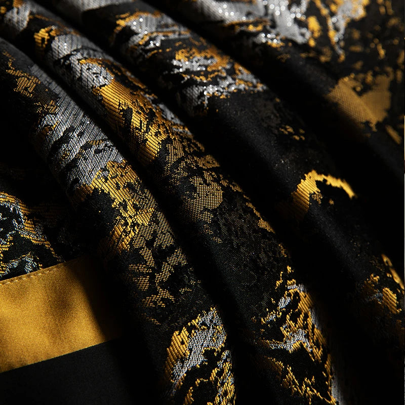 Luxury Black Gold Satin Jacquard Bedding Set 1000TC Cotton