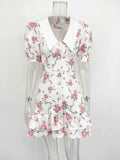 Women’s Floral Mini Dress Short Sleeve Lapel Style