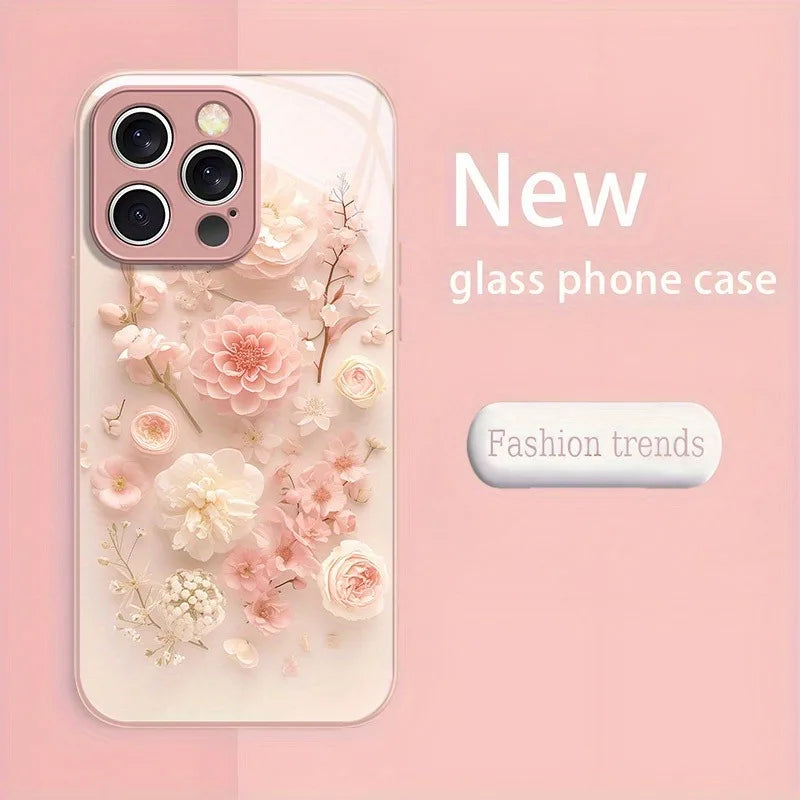 Flower Pattern Pink Metallic Paint  iPhone Case