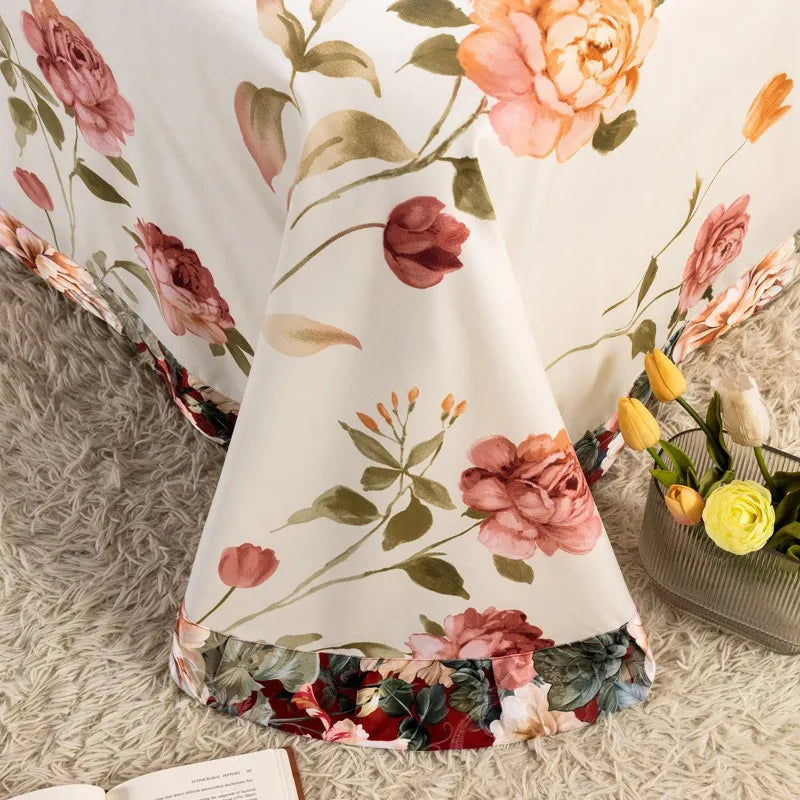  Vintage Chic Blooming Flowers Jacquard Bedding Set