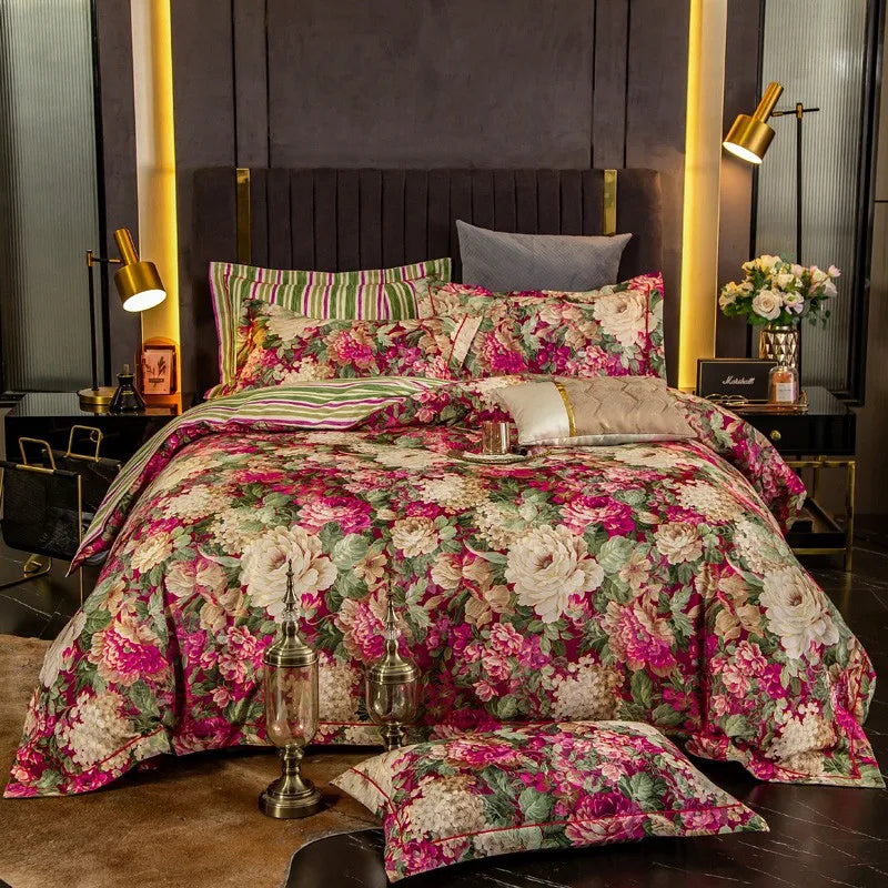 Elegant Vibrant Floral Bedding Set 100% Cotton