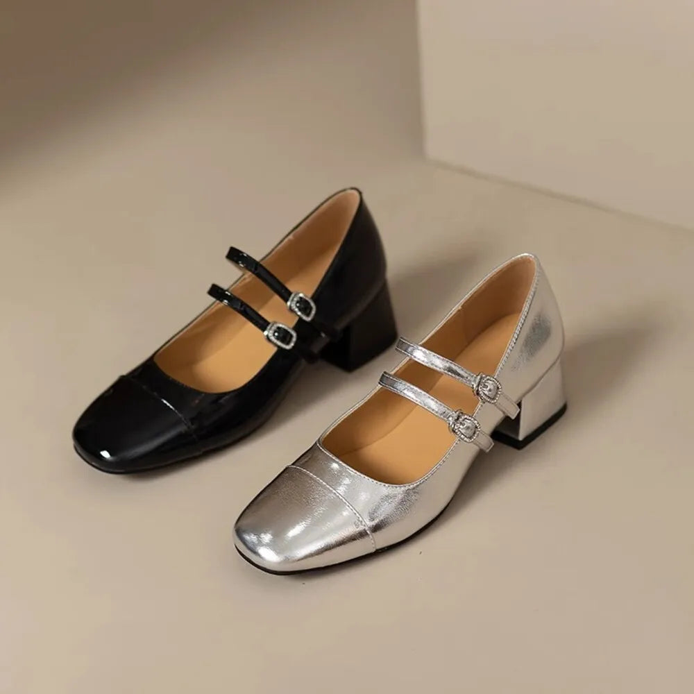 Women’s Retro Square Toe Chunky Loafers