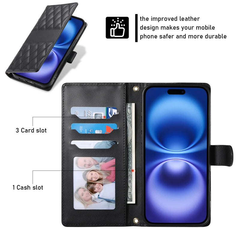 Crossbody Leather Phone Case for Samsung Galaxy – Lanyard Card Wallet Cover