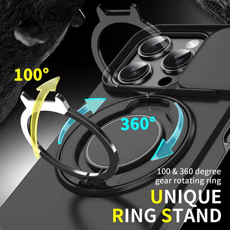 Heavy Duty iPhone Case with 360° Rotating Ring – Car Mount Holder TPU + PC Bumper