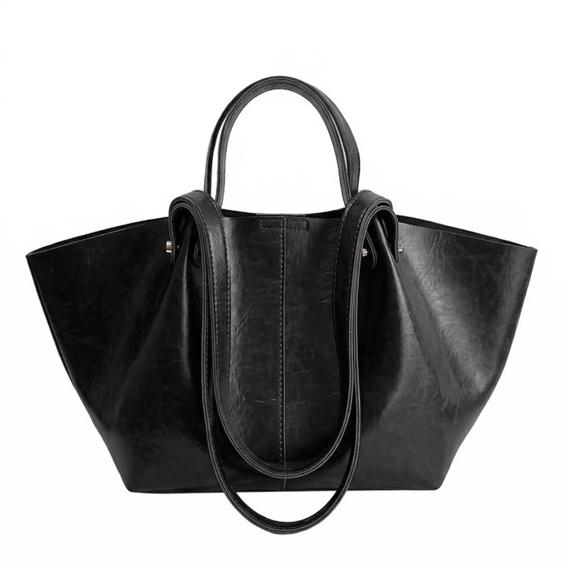 Vintage Style Oversized Leather Handbag 
