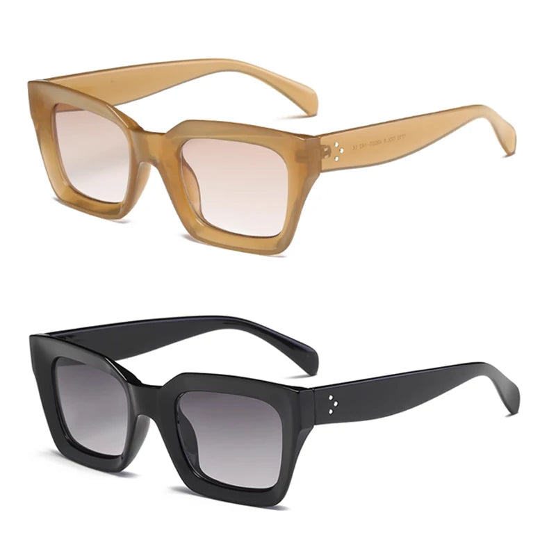 2pcs Fashion Square Thick Frame Anti Light Sunglasses UV400