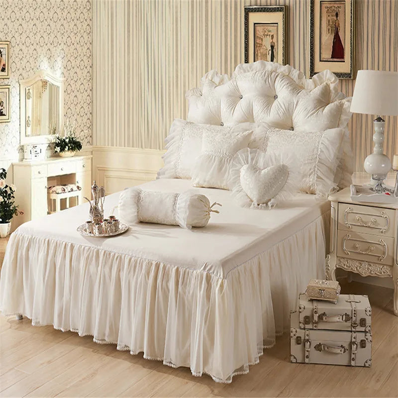 Luxury Princess Floral Bedding Set – Soft Cotton Ruffle Cover Set