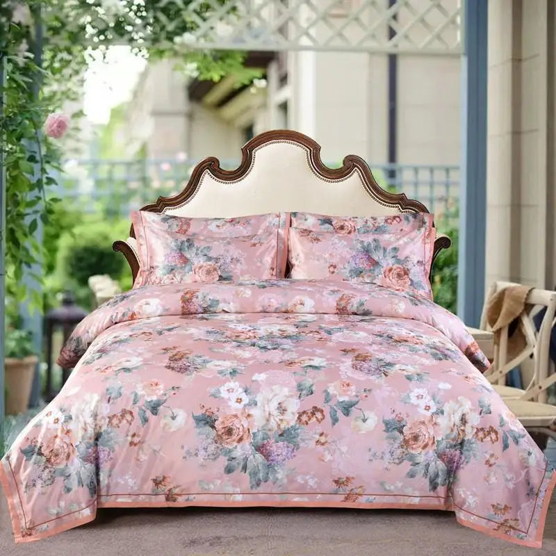  Vintage Chic Blooming Flowers Jacquard Bedding Set