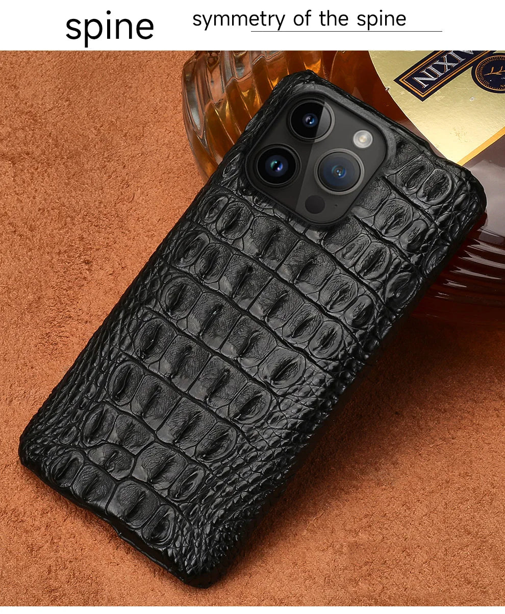 100% Genuine Crocodile Leather Phone Case For iPhone