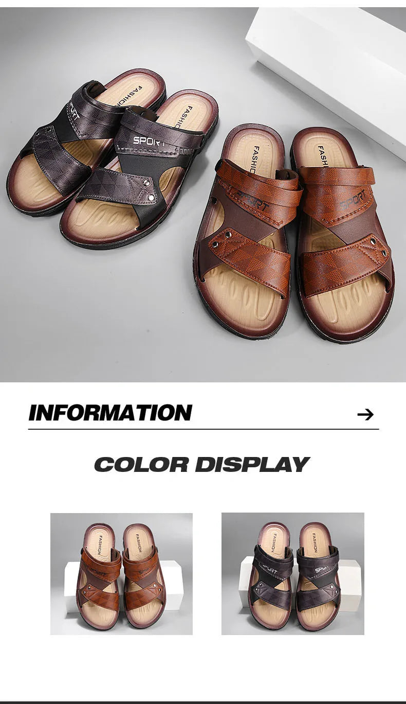 Men’s Premium Leather Slip-On Sandals for Summer