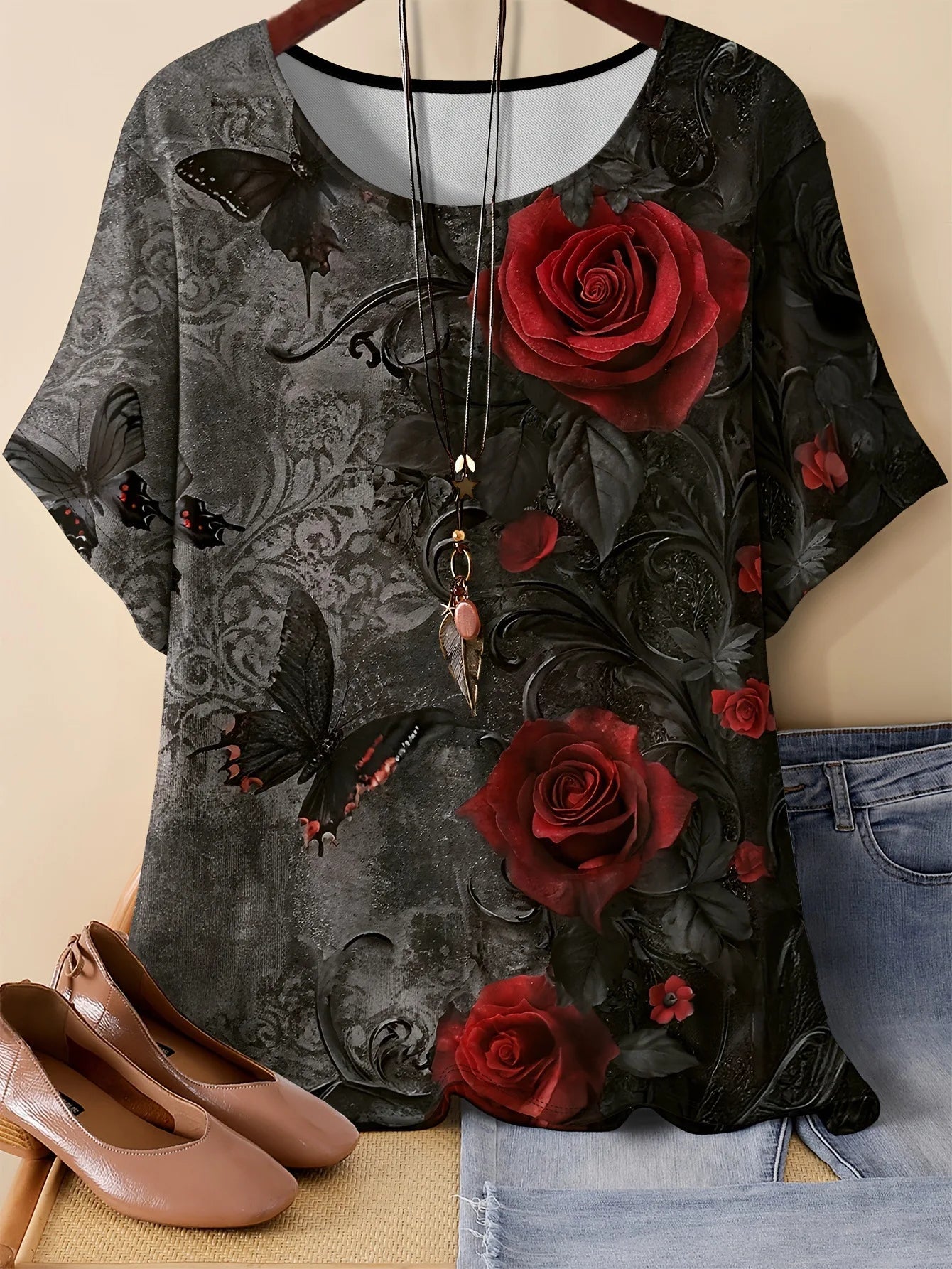 Summer Flower Butterfly T-Shirt