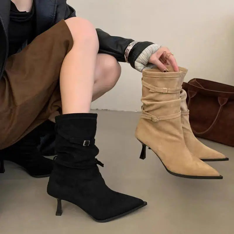 Women’s Suede Pointed Toe Ankle Boots