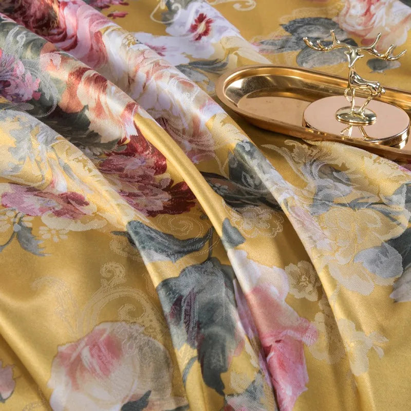  Vintage Chic Blooming Flowers Jacquard Bedding Set