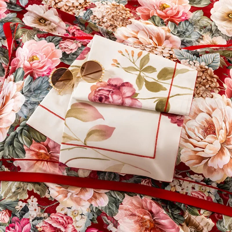  Vintage Chic Blooming Flowers Jacquard Bedding Set