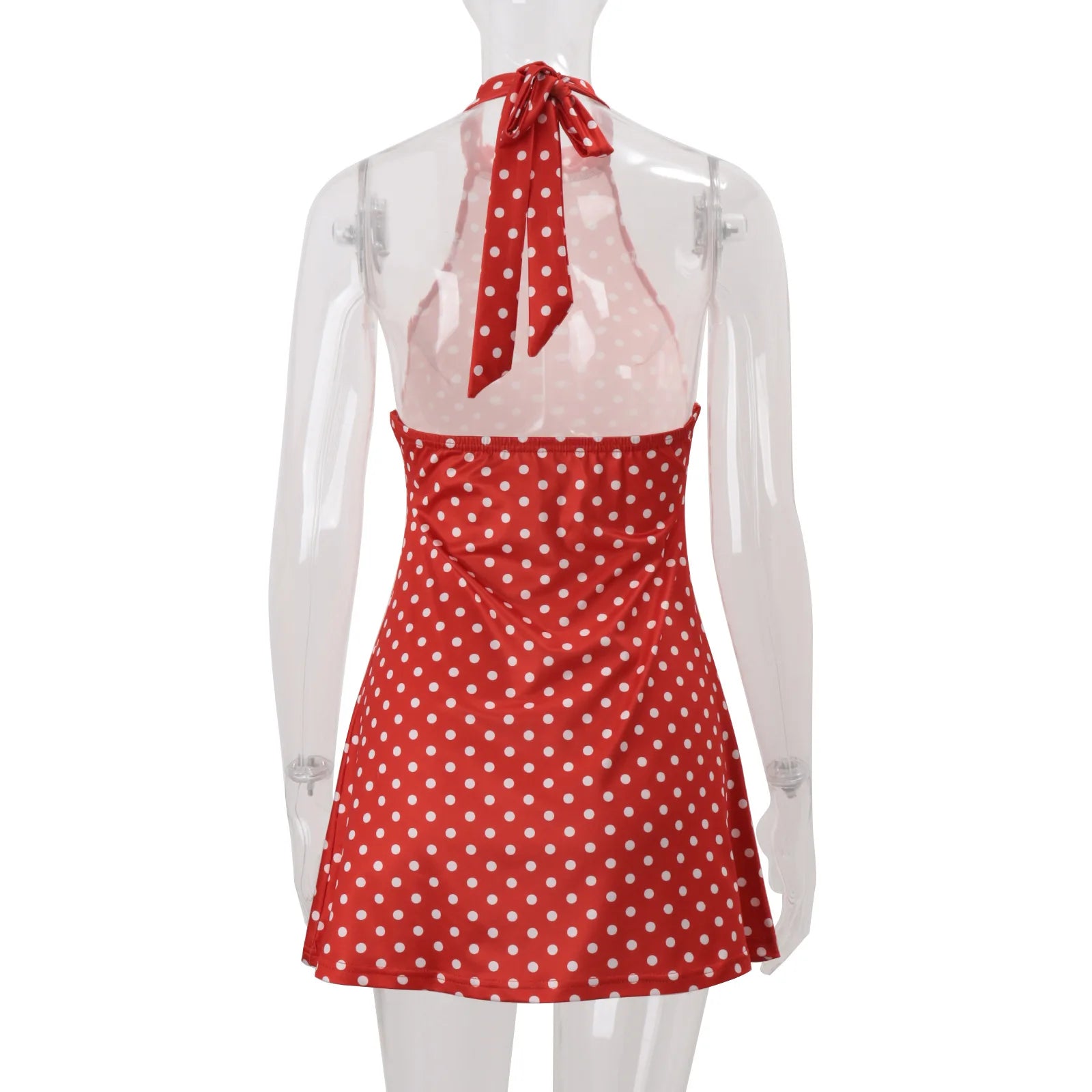 Women’s Polka Dot Off-Shoulder Sleeveless Mini Dress