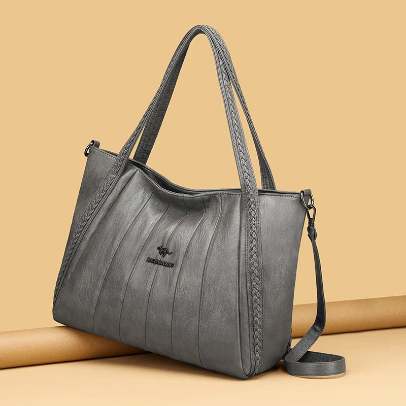 Soft Leather Weave Style Handbag
