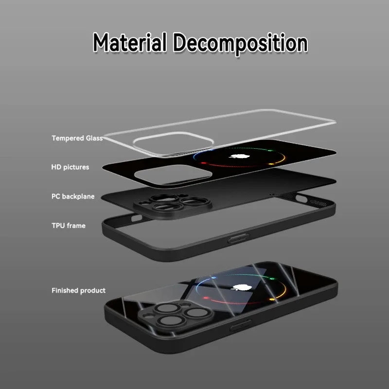 Colorful Tempered Glass Phone Case For iPhone