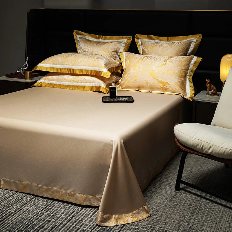 Luxury Black Gold Satin Jacquard Bedding Set 1000TC Cotton