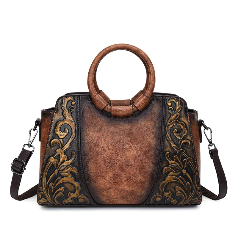Vintage Embossed PU Leather Women's Shoulder Bag