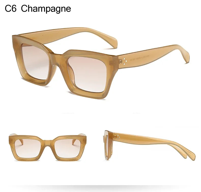 2pcs Fashion Square Thick Frame Anti Light Sunglasses UV400