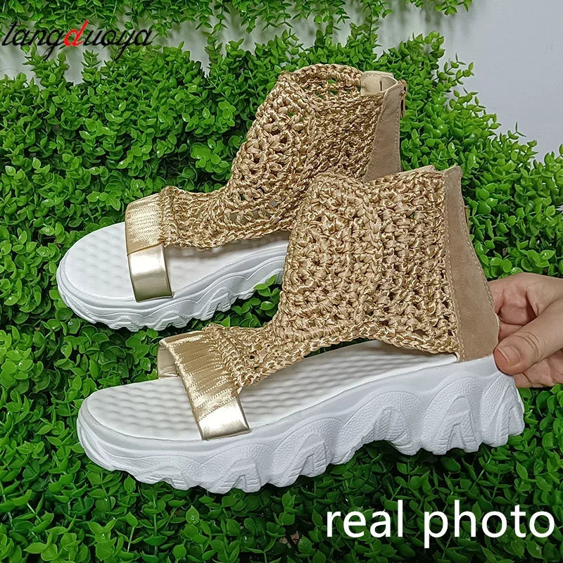 Elegant Knitted Mesh Sandals
