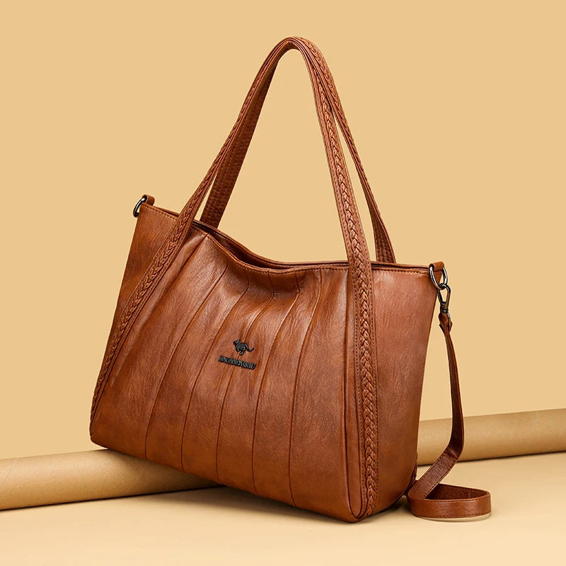 Soft Leather Weave Style Handbag