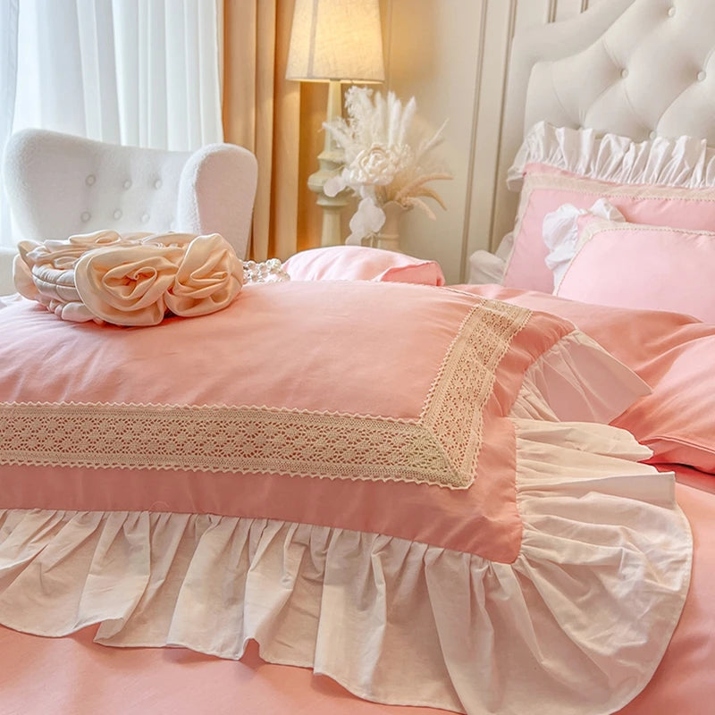 French Romantic Sweet Princess Style Bedding Set 100% Cotton