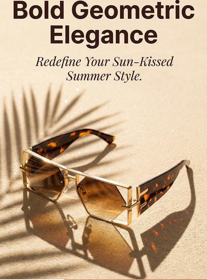 Steampunk Rectangle Metal Frame Sunglasses UV400 