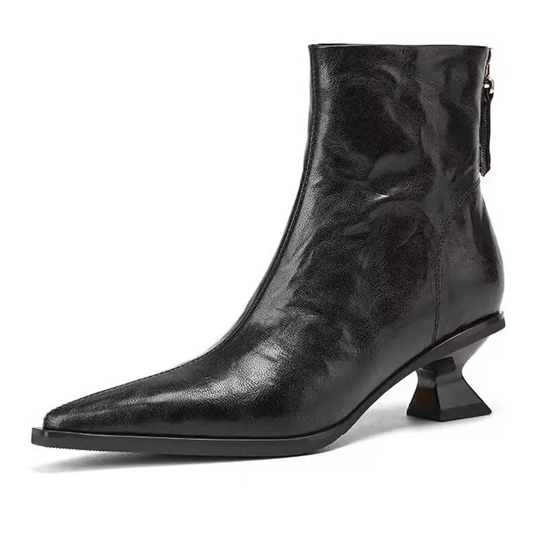 Women’s French Retro Pointed Toe Ankle Boots