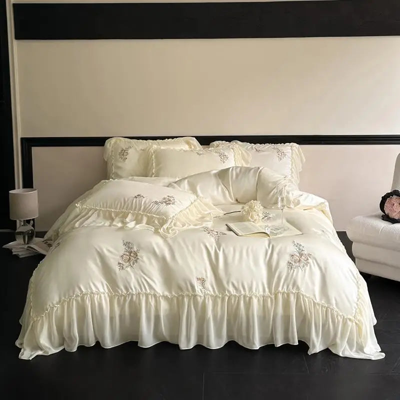 Elegant Chiffon Ruffle  Princess Bedding Set